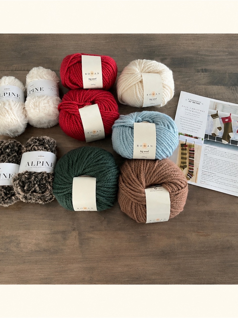 Rowan Big Wool + Alpine Yarn Lot  for Christmas Stocking Pattern included